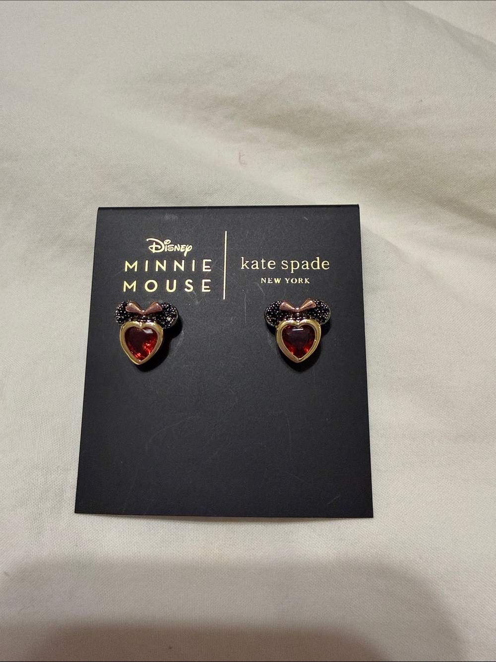 Kate Spade Disney Minnie Mouse Heart Stud Earrings - Black & Red